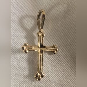 Solid 14k tiny budded cross pendant
